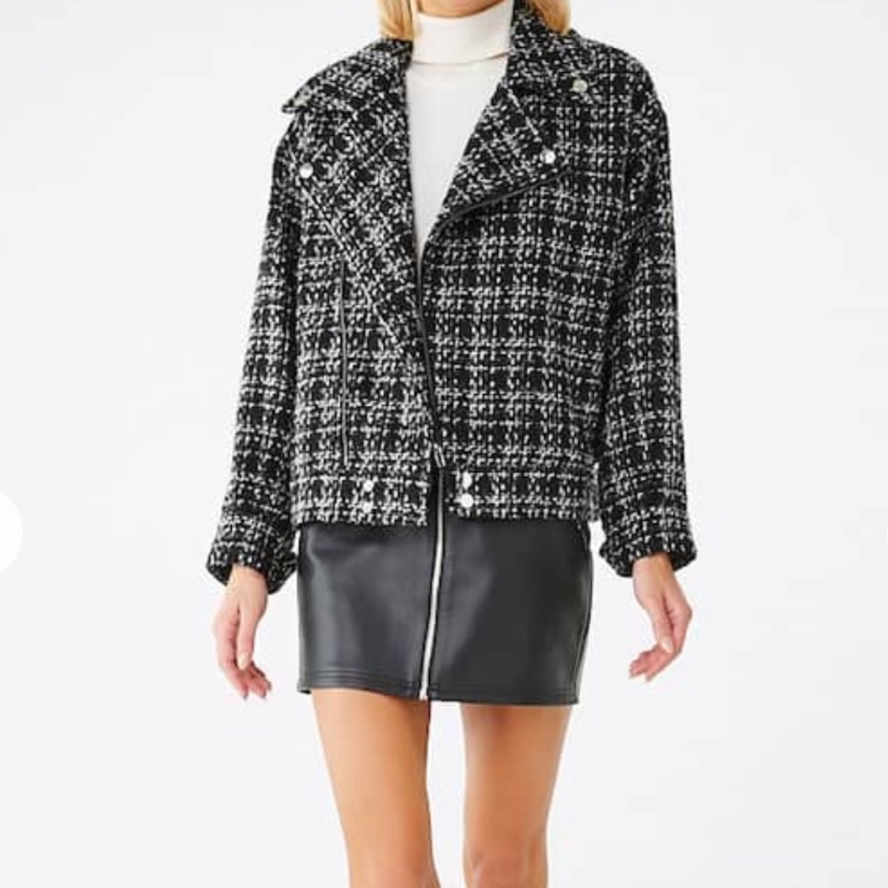 EUC: FOREVER 21 Tweed Moto Jacket